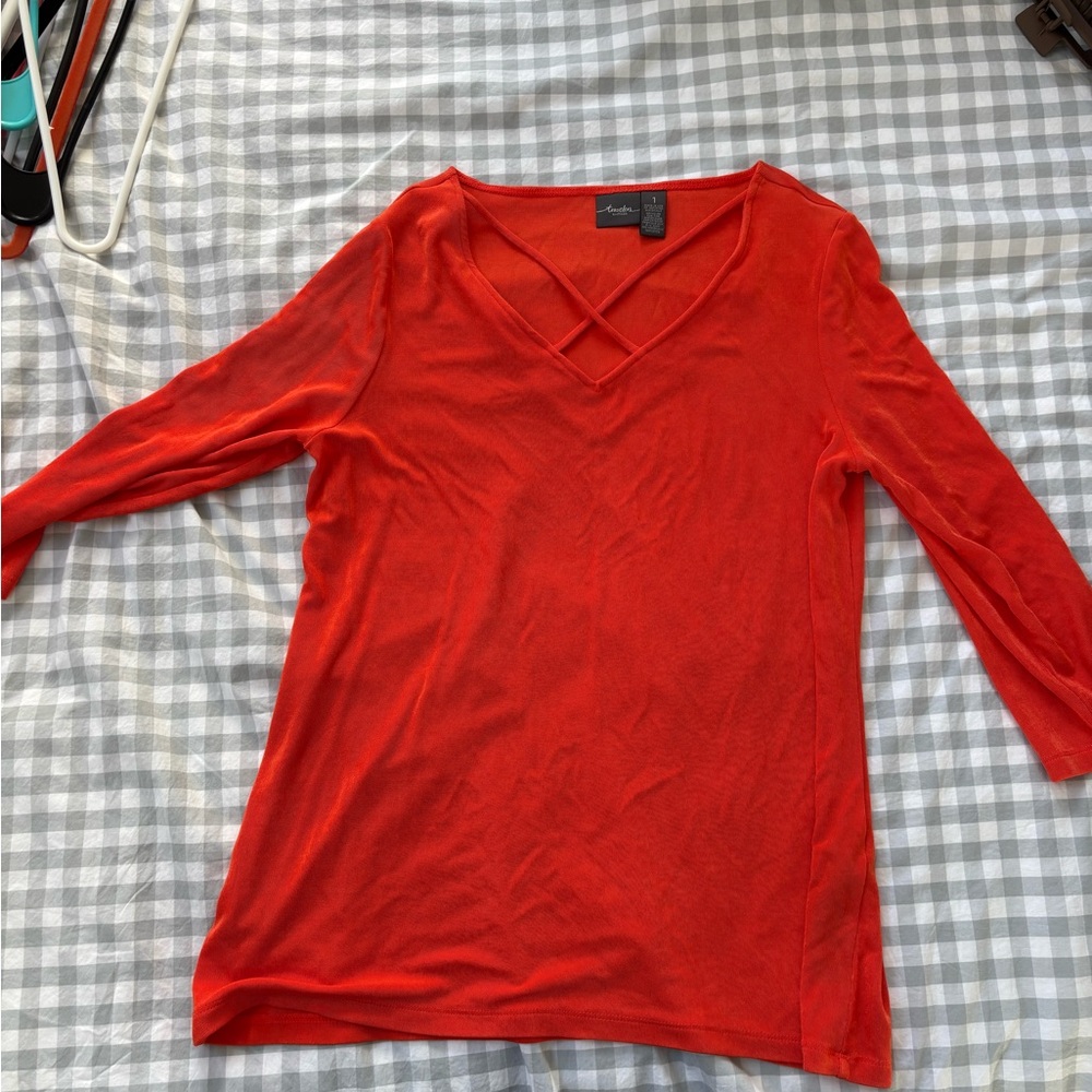 Chico's Vibrant Red V-Neck Top